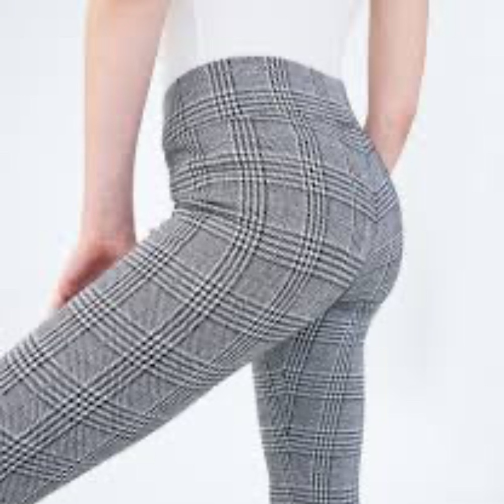 Bethany Mota Gray Plaid Leggings Size XS | Lightweight Stretch Everyday Leggings